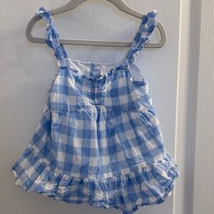 Janie and Jack - Blue and White Checkered Ruffle Top